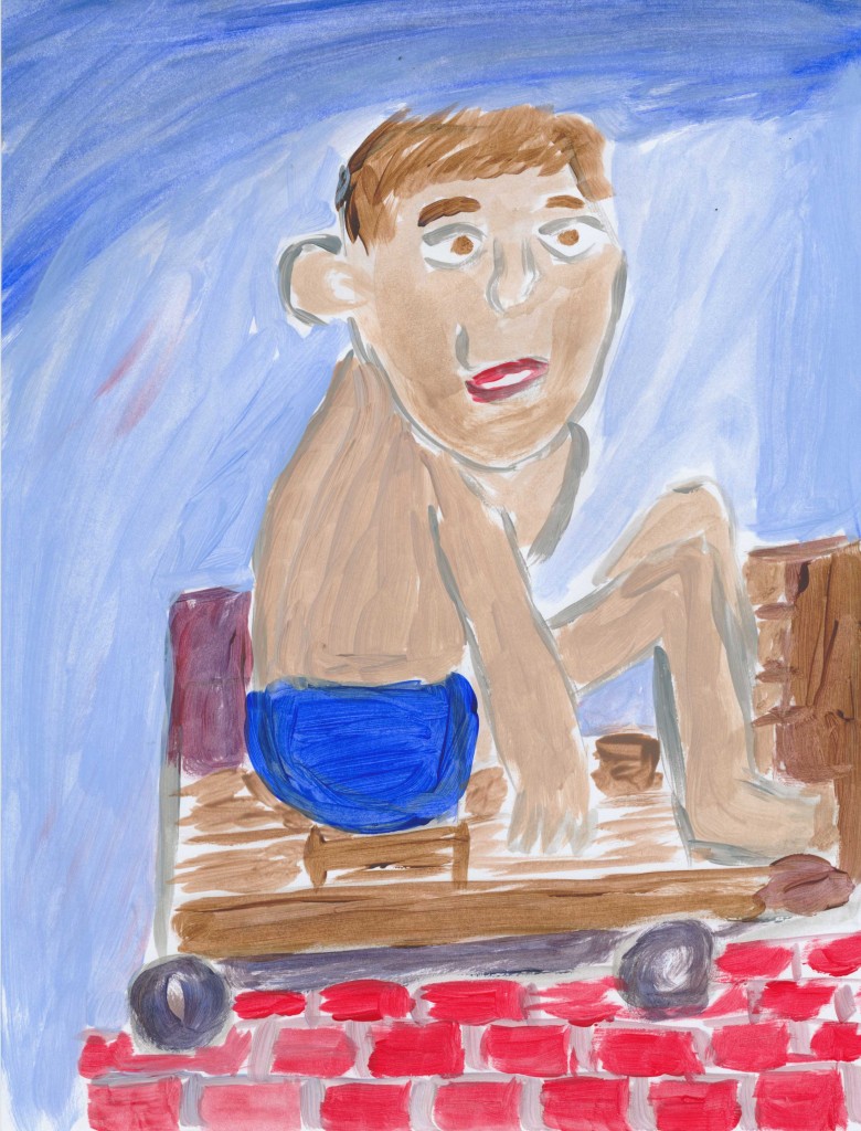 Boy on a go cart