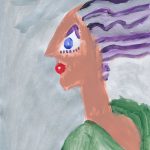 Original Acrylic Painting - Wavy Hair Lady