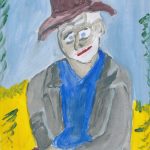Original Acrylic Painting Sad Man